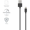 Cygnett Essentials USB-A naar Apple Lightning 12W oplaadkabel 1 meter - Zwart