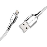 Cygnett Armoured Braided USB-A naar Apple Lightning 12W oplaadkabel 1 meter - Wit