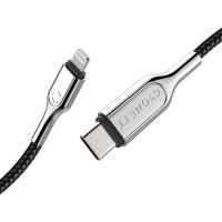 Cygnett Armoured Braided USB-C naar Apple Lightning 30W oplaadkabel 10 centimeter - Zwart