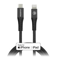 Mobilize Strong Nylon USB-C naar Apple Lightning 60W oplaadkabel 1 meter - Zwart