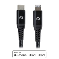 Mobilize Strong Nylon USB-C naar Apple Lightning 60W oplaadkabel 2 meter - Zwart