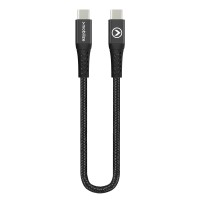 Mobilize Strong Nylon USB-C naar USB-C 100W oplaadkabel 20 centimeter - Zwart