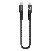 Mobilize Strong Nylon USB-C naar Apple Lightning 60W oplaadkabel 20 centimeter - Zwart