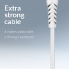 Mobilize Strong Nylon USB-C naar USB-C 100W oplaadkabel 20 centimeter - Wit