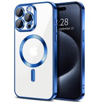 Techsuit Luxury Crystal Back Cover hoesje met MagSafe voor Apple iPhone 15 Pro - Donkerblauw