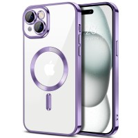 Techsuit Luxury Crystal Back Cover hoesje met MagSafe voor Apple iPhone 15 - Lichtpaars