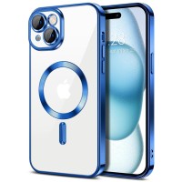 Techsuit Luxury Crystal Back Cover hoesje met MagSafe voor Apple iPhone 15 - Donkerblauw