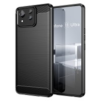 Techsuit Carbon Silicone Back Cover voor Asus Zenfone 11 Ultra - Zwart