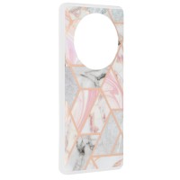 Techsuit Marble Back Cover voor HONOR Magic6 Lite - Pink Hex