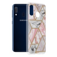 Techsuit Marble Back Cover voor Samsung Galaxy A20e - Pink Hex