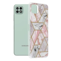 Techsuit Marble Back Cover voor Samsung Galaxy A22 5G - Pink Hex