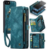 CASEME Vintage Portemonnee Case voor Apple iPhone SE 2022/2020 / iPhone 7/8 - Blauw