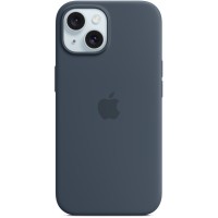 Apple Silicone Back Cover met MagSafe voor Apple iPhone 15 - Storm Blue