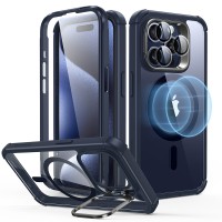 ESR Armor Tough Kickstand 360 Case met MagSafe voor Apple iPhone 15 Pro - Donkerblauw