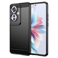 Techsuit Carbon Silicone Back Cover voor Oppo Reno11 F 5G - Zwart