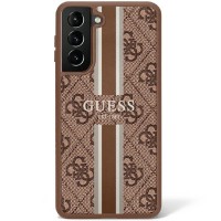 Guess 4G Printed Stripe Hard Case Back Cover voor Samsung Galaxy S23 Ultra - Bruin