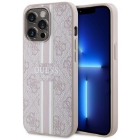 Guess 4G Printed Stripes Hard Case Back Cover met MagSafe voor Apple iPhone 13 Pro Max - Roze