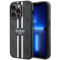 Guess 4G Printed Stripes Hard Case Back Cover met MagSafe voor Apple iPhone 14 Pro Max - Zwart