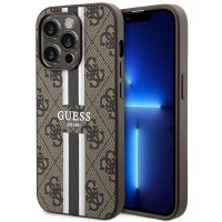 Guess 4G Printed Stripes Hard Case Back Cover met MagSafe voor Apple iPhone 14 Pro Max - Bruin