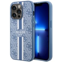Guess 4G Printed Stripes Hard Case Back Cover met MagSafe voor Apple iPhone 14 Pro - Blauw