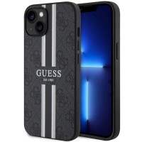 Guess 4G Printed Stripes Hard Case Back Cover met MagSafe voor Apple iPhone 15 Plus/14 Plus - Zwart