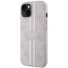Guess 4G Printed Stripes Hard Case Back Cover met MagSafe voor Apple iPhone 15 Plus/14 Plus - Roze
