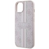 Guess 4G Printed Stripes Hard Case Back Cover met MagSafe voor Apple iPhone 15 Plus/14 Plus - Roze