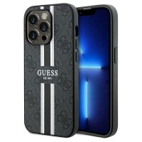 Guess 4G Printed Stripes Hard Case Back Cover met MagSafe voor Apple iPhone 15 Pro Max - Zwart