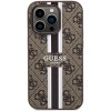 Guess 4G Printed Stripes Hard Case Back Cover met MagSafe voor Apple iPhone 15 Pro - Bruin