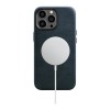iCarer Oil Wax Premium Echt Leren Back Cover met MagSafe voor Apple iPhone 14 Pro Max - Donkerblauw