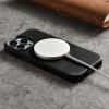 iCarer Oil Wax Premium Echt Leren Back Cover met MagSafe voor Apple iPhone 14 Pro - Zwart
