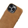 iCarer Oil Wax Premium Echt Leren Back Cover met MagSafe voor Apple iPhone 14 Pro - Lichtbruin