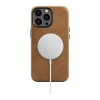 iCarer Oil Wax Premium Echt Leren Back Cover met MagSafe voor Apple iPhone 14 Pro - Lichtbruin