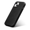 iCarer Oil Wax Premium Echt Leren Back Cover met MagSafe voor Apple iPhone 14 Plus - Zwart