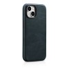 iCarer Oil Wax Premium Echt Leren Back Cover met MagSafe voor Apple iPhone 15 Plus/14 Plus - Donkerblauw