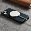 iCarer Oil Wax Premium Echt Leren Back Cover met MagSafe voor Apple iPhone 14 - Donkerblauw