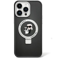 Karl Lagerfeld Ring Stand Karl & Choupette Hard Case Back Cover met MagSafe voor Apple iPhone 13 / iPhone 13 Pro - Zwart