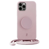 Just Elegance Hard Case Back Cover met PopGrip en koord voor Apple iPhone 12 Pro Max - Lichtroze