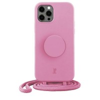 Just Elegance Hard Case Back Cover met PopGrip en koord voor Apple iPhone 12 Pro Max - Pastelroze