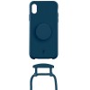 Just Elegance Hard Case Back Cover met PopGrip en koord voor Apple iPhone XS / iPhone X - Donkerblauw