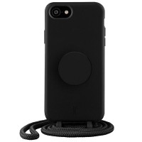 Just Elegance Hard Case Back Cover met PopGrip en koord voor Apple iPhone SE 2022/2020 / iPhone 7/8 - Zwart