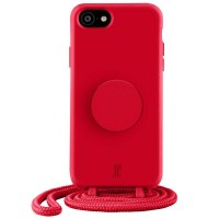 Just Elegance Hard Case Back Cover met PopGrip en koord voor Apple iPhone SE 2022/2020 / iPhone 7/8 - Rood
