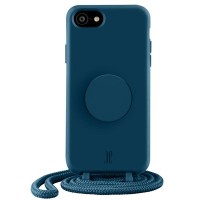 Just Elegance Hard Case Back Cover met PopGrip en koord voor Apple iPhone SE 2022/2020 / iPhone 7/8 - Donkerblauw