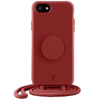 Just Elegance Hard Case Back Cover met PopGrip en koord voor Apple iPhone SE 2022/2020 / iPhone 7/8 - Donkerrood