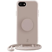 Just Elegance Hard Case Back Cover met PopGrip en koord voor Apple iPhone SE 2022/2020 / iPhone 7/8 - Taupe