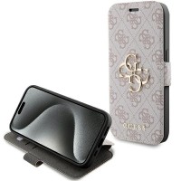 Guess 4G Big Metal Logo Wallet Case hoesje voor Apple iPhone 15 Pro - Roze