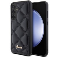 Guess Quilted Puffed Metal Logo Back Cover hoesje voor Samsung Galaxy S23 FE - Zwart