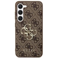Guess 4G Big Metal Logo Hard Case Back Cover voor Samsung Galaxy S24 - Bruin