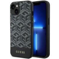 Guess GCube Stripes Hard Case Back Cover hoesje met MagSafe voor Apple iPhone 15 Plus/14 Plus - Zwart