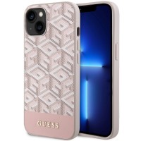 Guess GCube Stripes Hard Case Back Cover hoesje met MagSafe voor Apple iPhone 14 - Roze